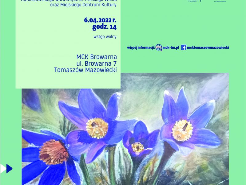 Na zdjęciu praca plastyczna - martwa natura - kwiaty niebieskie
